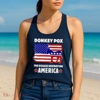Donkey Pox The Real Problem Destroying America USA Funny Women's Tank Top thumb 2