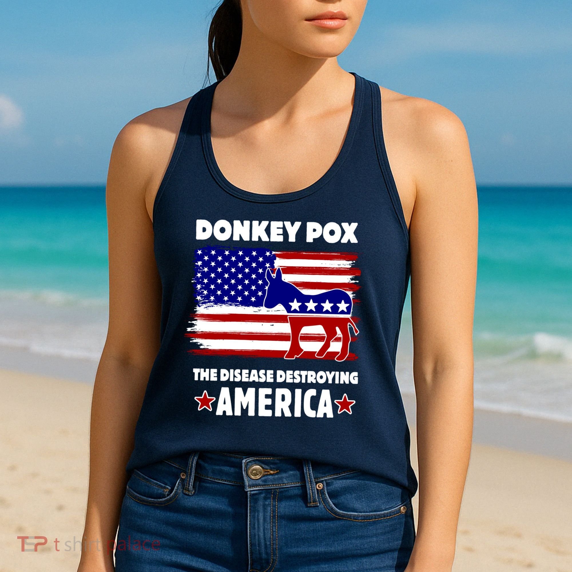 Donkey Pox The Real Problem Destroying America USA Funny Women's Tank Top