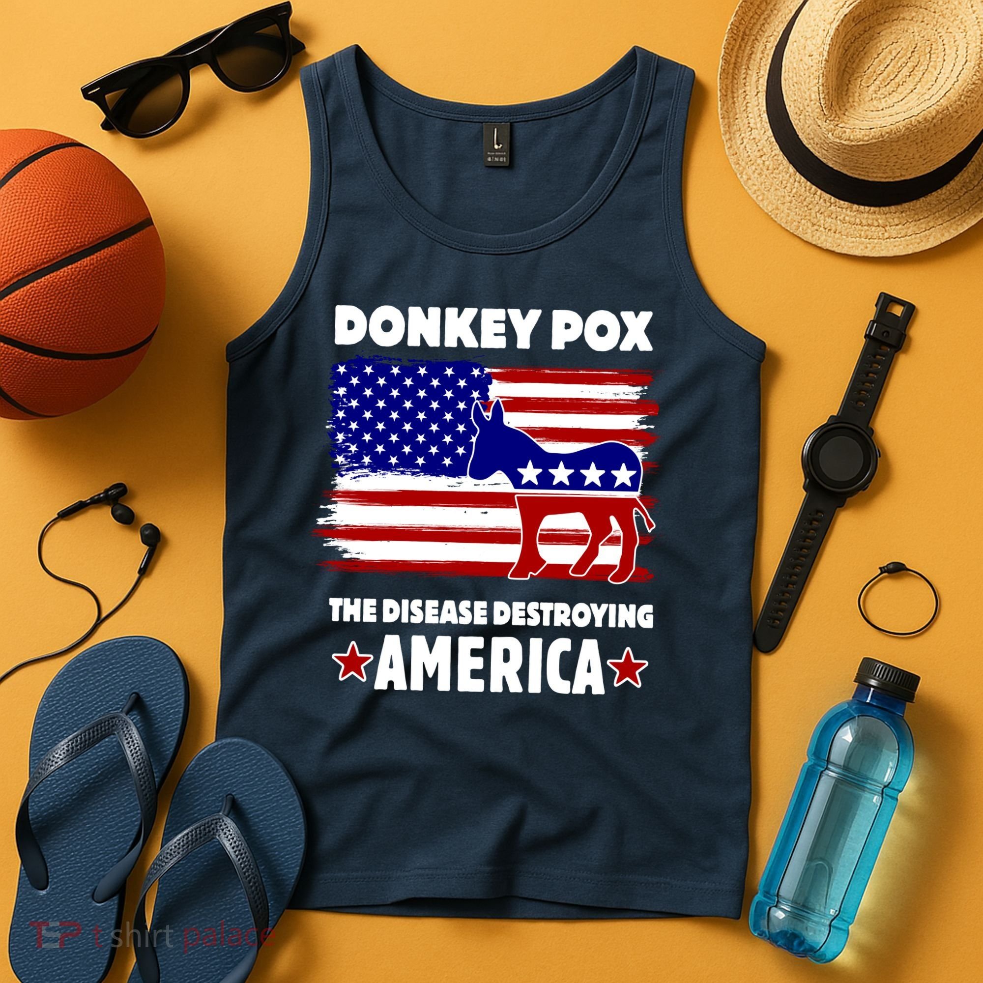 Donkey Pox The Real Problem Destroying America USA Funny Tank Top