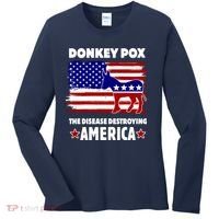 Donkey Pox The Real Problem Destroying America USA Funny Women's Long Sleeve Shirt thumb 0