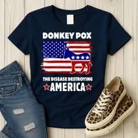 Donkey Pox The Real Problem Destroying America USA Funny Women's T-Shirt thumb 3