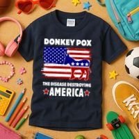 Donkey Pox The Real Problem Destroying America USA Funny Kids T-Shirt thumb 3
