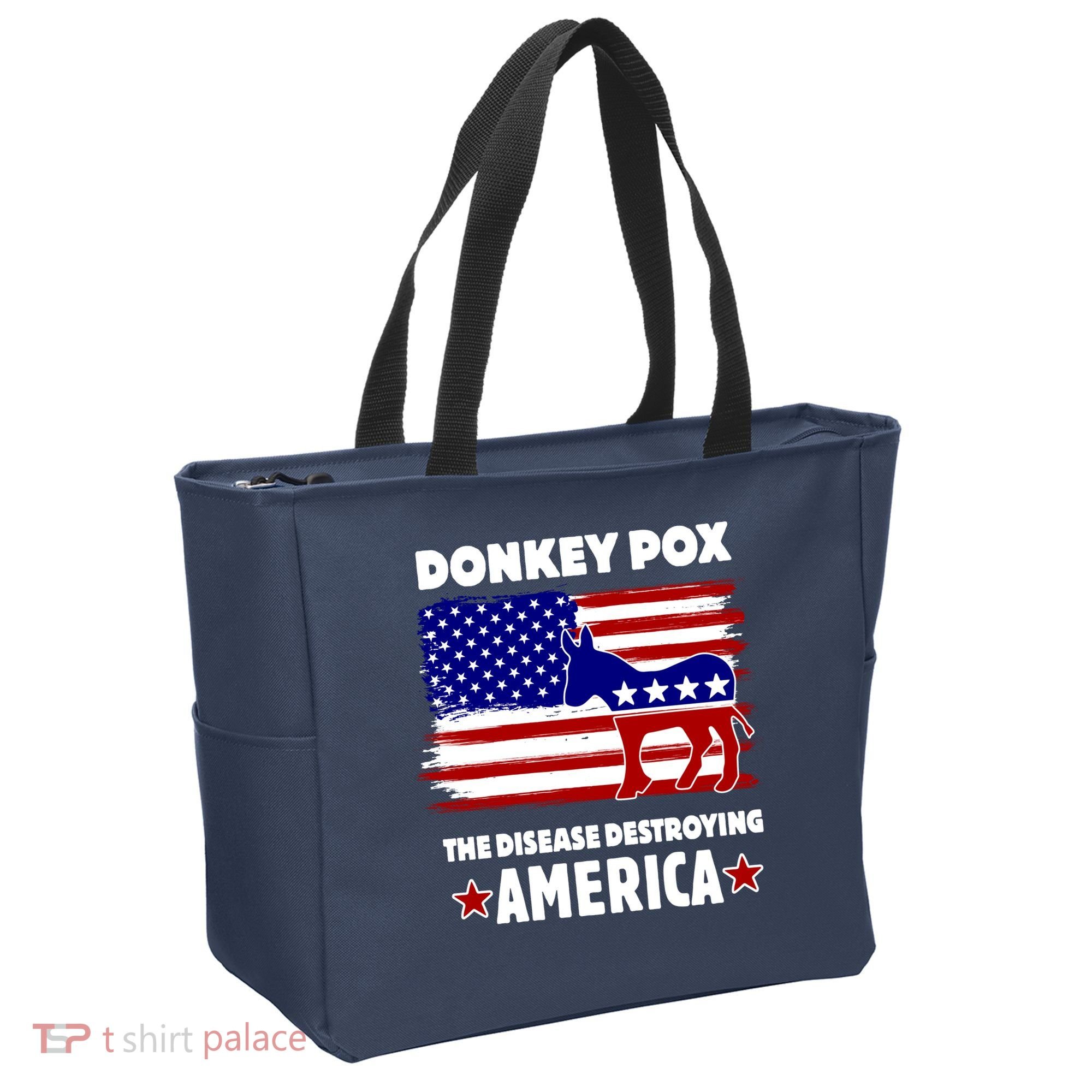 Donkey Pox The Real Problem Destroying America USA Funny Tote Bag