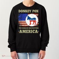 Donkey Pox The Disease Destroying America USA Flag Donkeypox Women's Sweatshirt thumb 0
