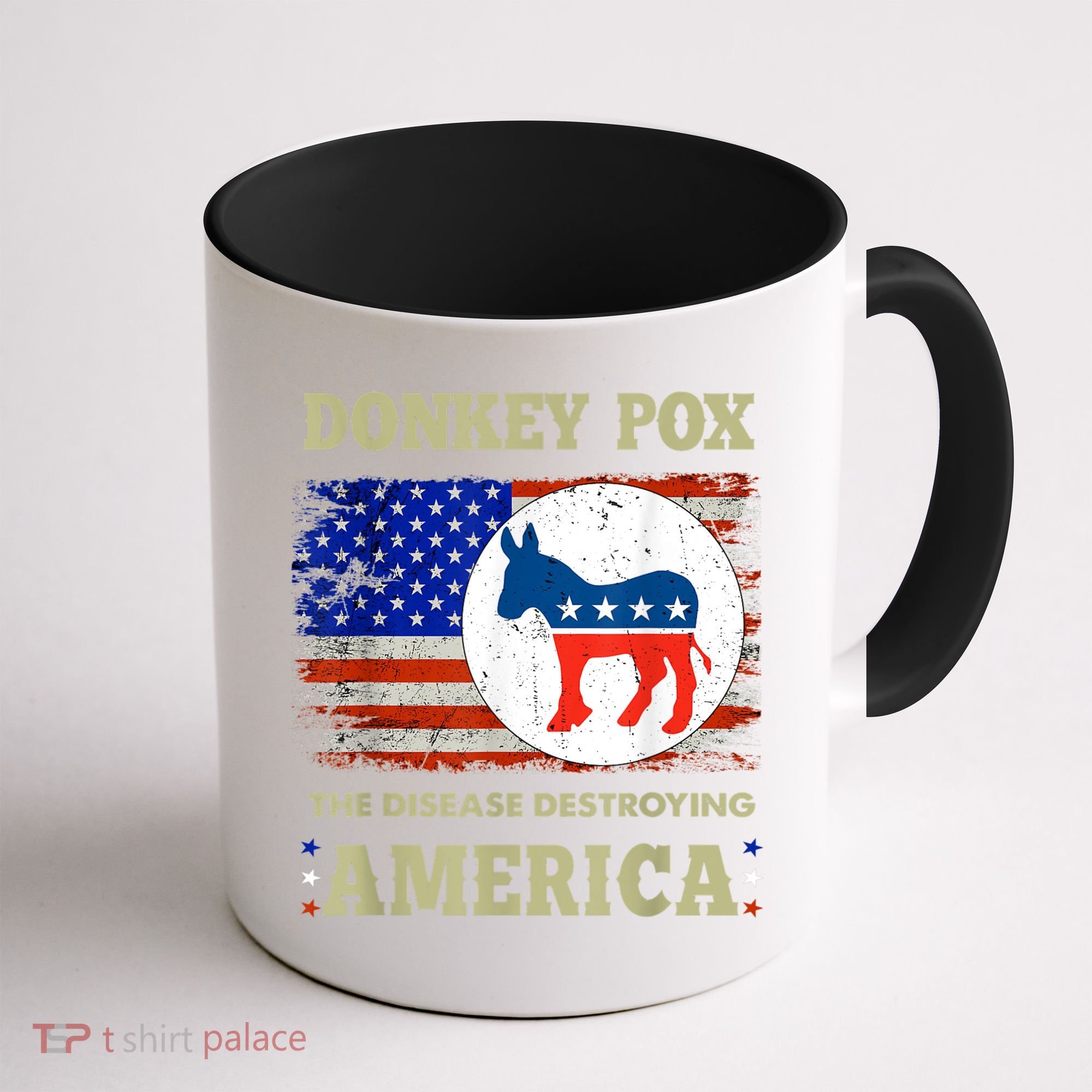Donkey Pox The Disease Destroying America USA Flag Donkeypox Coffee Mug