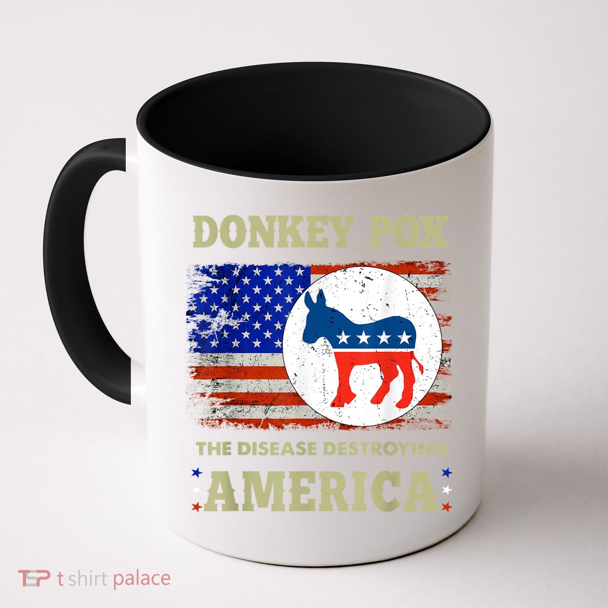 Donkey Pox The Disease Destroying America USA Flag Donkeypox Coffee Mug