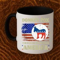 Donkey Pox The Disease Destroying America USA Flag Donkeypox Coffee Mug thumb 2