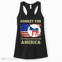 Donkey Pox The Disease Destroying America USA Flag Donkeypox Women's Tank Top thumb 0
