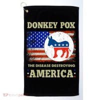 Donkey Pox The Disease Destroying America USA Flag Donkeypox Golf Towel thumb 0