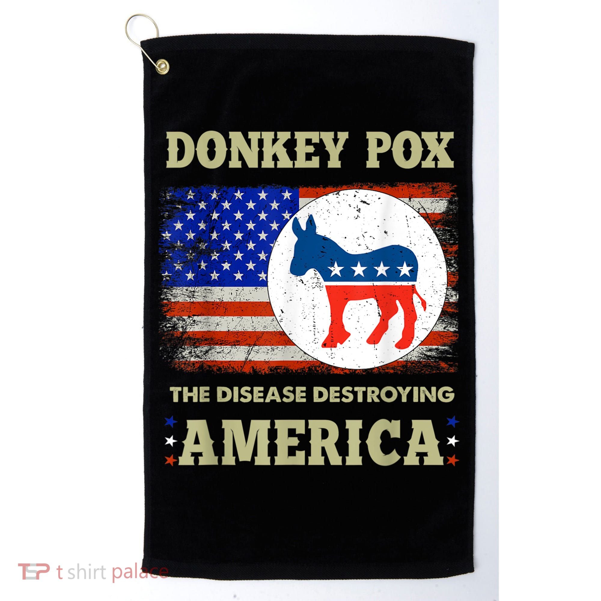 Donkey Pox The Disease Destroying America USA Flag Donkeypox Golf Towel