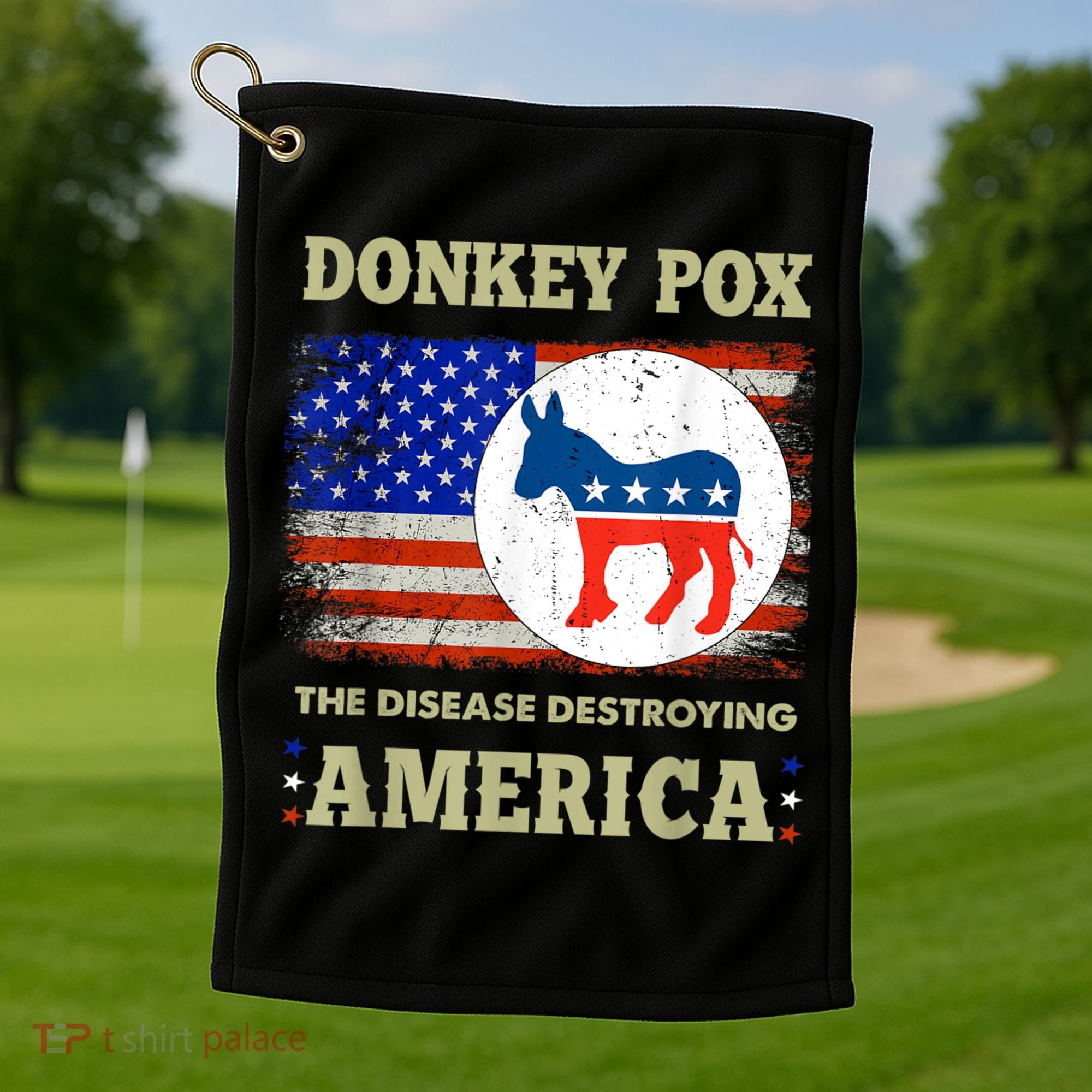 Donkey Pox The Disease Destroying America USA Flag Donkeypox Golf Towel