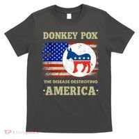 Donkey Pox The Disease Destroying America USA Flag Donkeypox T-Shirt thumb 0