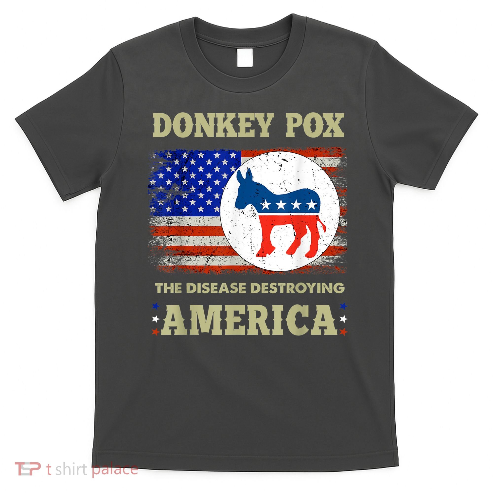 Donkey Pox The Disease Destroying America USA Flag Donkeypox T-Shirt