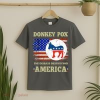 Donkey Pox The Disease Destroying America USA Flag Donkeypox T-Shirt thumb 2