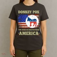 Donkey Pox The Disease Destroying America USA Flag Donkeypox T-Shirt thumb 4