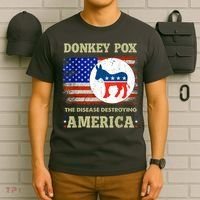 Donkey Pox The Disease Destroying America USA Flag Donkeypox T-Shirt thumb 6