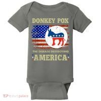 Donkey Pox The Disease Destroying America USA Flag Donkeypox Baby Bodysuit thumb 0