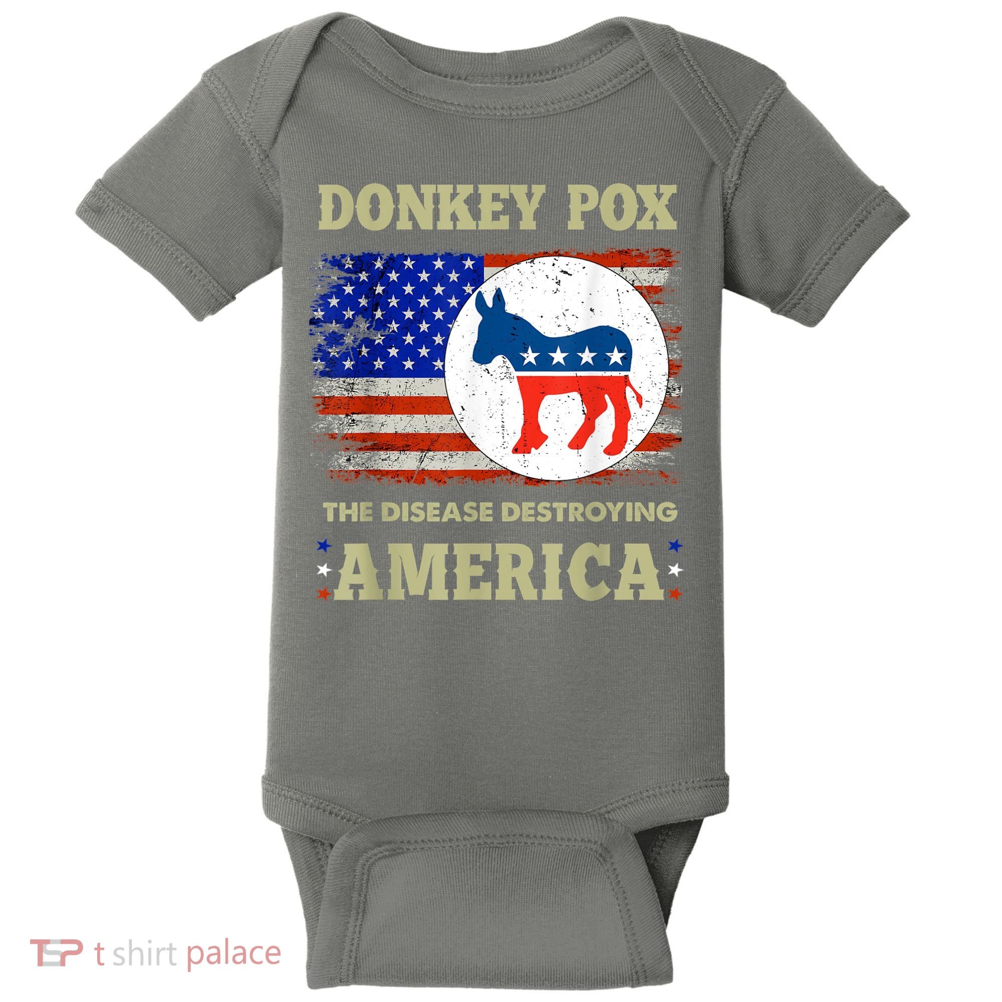Donkey Pox The Disease Destroying America USA Flag Donkeypox Baby Bodysuit