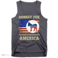 Donkey Pox The Disease Destroying America USA Flag Donkeypox Tank Top thumb 0