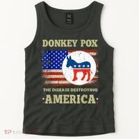 Donkey Pox The Disease Destroying America USA Flag Donkeypox Tank Top thumb 2