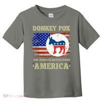 Donkey Pox The Disease Destroying America USA Flag Donkeypox Toddler T-Shirt thumb 0