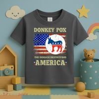 Donkey Pox The Disease Destroying America USA Flag Donkeypox Toddler T-Shirt thumb 3