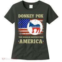 Donkey Pox The Disease Destroying America USA Flag Donkeypox Women's T-Shirt thumb 0