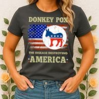 Donkey Pox The Disease Destroying America USA Flag Donkeypox Women's T-Shirt thumb 2