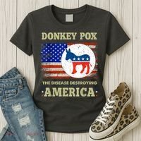 Donkey Pox The Disease Destroying America USA Flag Donkeypox Women's T-Shirt thumb 3