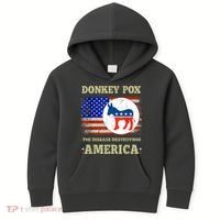 Donkey Pox The Disease Destroying America USA Flag Donkeypox Kids Hoodie thumb 0