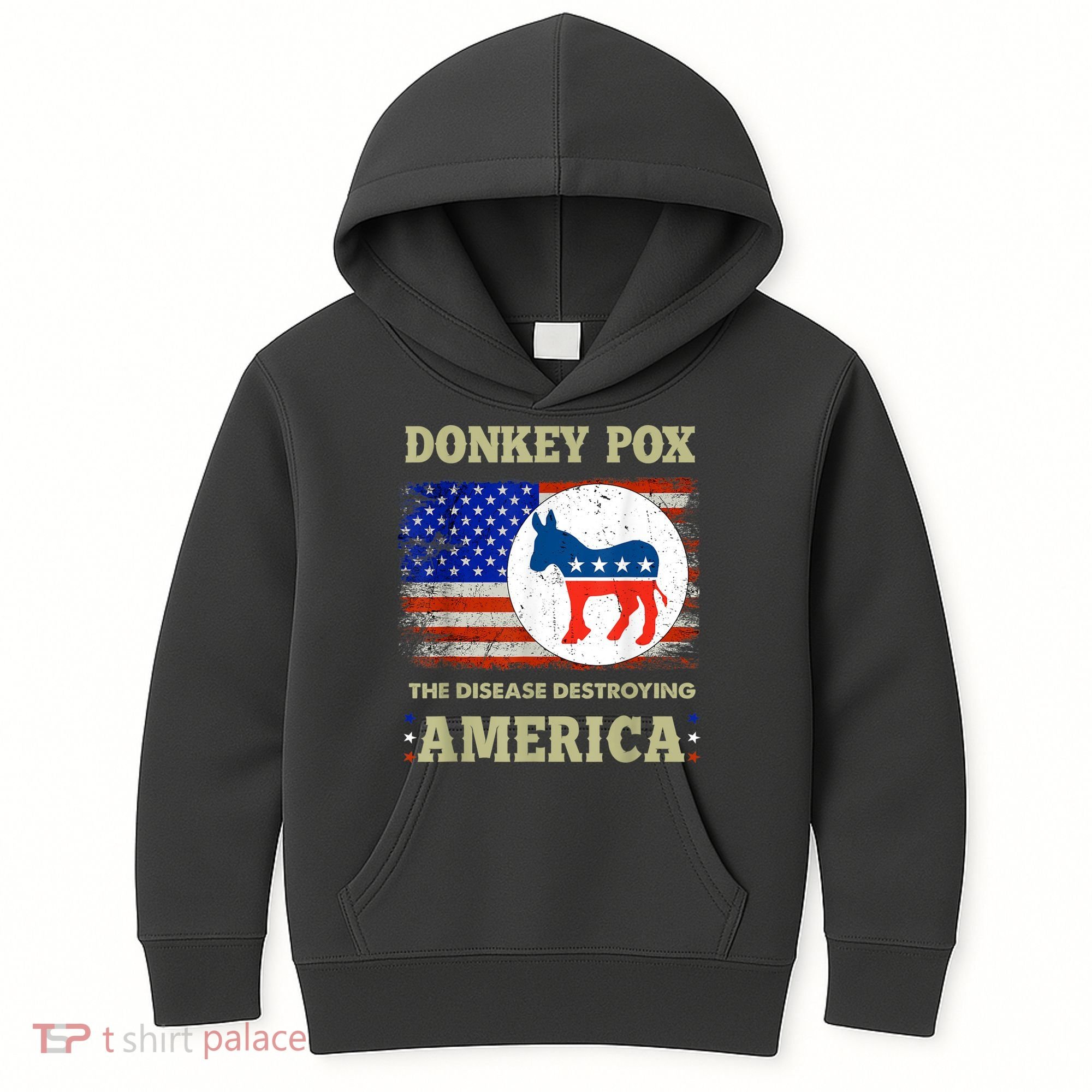 Donkey Pox The Disease Destroying America USA Flag Donkeypox Kids Hoodie
