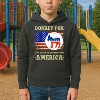 Donkey Pox The Disease Destroying America USA Flag Donkeypox Kids Hoodie thumb 2