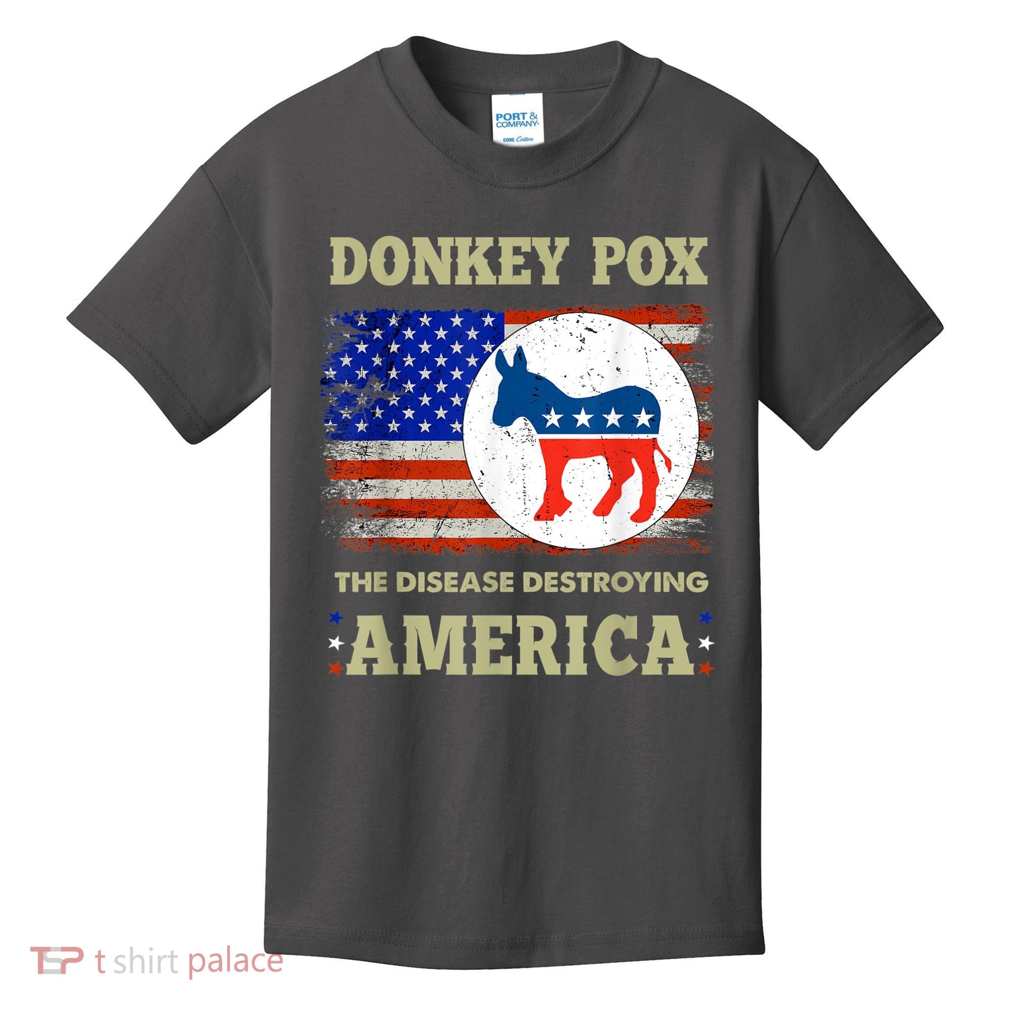 Donkey Pox The Disease Destroying America USA Flag Donkeypox Kids T-Shirt