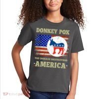 Donkey Pox The Disease Destroying America USA Flag Donkeypox Kids T-Shirt thumb 2