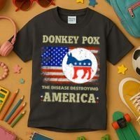 Donkey Pox The Disease Destroying America USA Flag Donkeypox Kids T-Shirt thumb 3