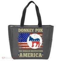 Donkey Pox The Disease Destroying America USA Flag Donkeypox Tote Bag thumb 0