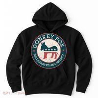 Donkey Pox The Disease Killing America Funny Meme Round Blue And Red With White Hoodie thumb 0