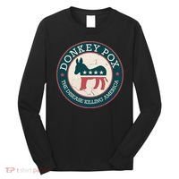 Donkey Pox The Disease Killing America Funny Meme Round Blue And Red With White Long Sleeve Shirt thumb 0
