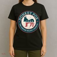 Donkey Pox The Disease Killing America Funny Meme Round Blue And Red With White T-Shirt thumb 4