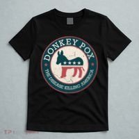 Donkey Pox The Disease Killing America Funny Meme Round Blue And Red With White T-Shirt thumb 5