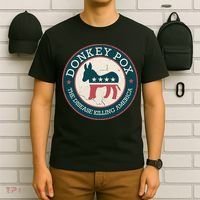 Donkey Pox The Disease Killing America Funny Meme Round Blue And Red With White T-Shirt thumb 6
