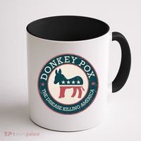 Donkey Pox The Disease Killing America Funny Meme Round Blue And Red With White Coffee Mug thumb 1