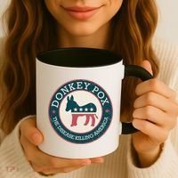 Donkey Pox The Disease Killing America Funny Meme Round Blue And Red With White Coffee Mug thumb 3