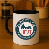 Donkey Pox The Disease Killing America Funny Meme Round Blue And Red With White Coffee Mug thumb 4
