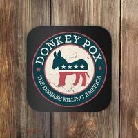 Donkey Pox The Disease Killing America Funny Meme Round Blue And Red With White Coaster thumb 0