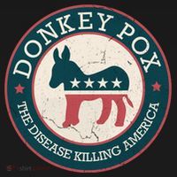 Donkey Pox The Disease Killing America Funny Meme Round Blue And Red With White Women's Hoodie thumb 2