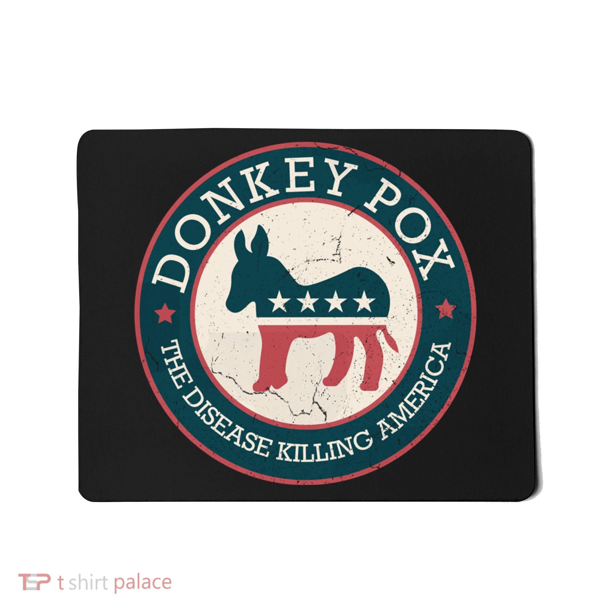 Donkey Pox The Disease Killing America Funny Meme Round Blue And Red With White Mousepad