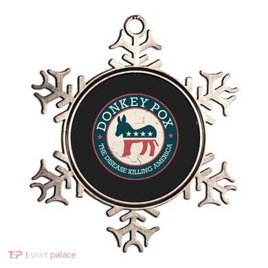 Donkey Pox The Disease Killing America Funny Meme Round Blue And Red With White Ornament