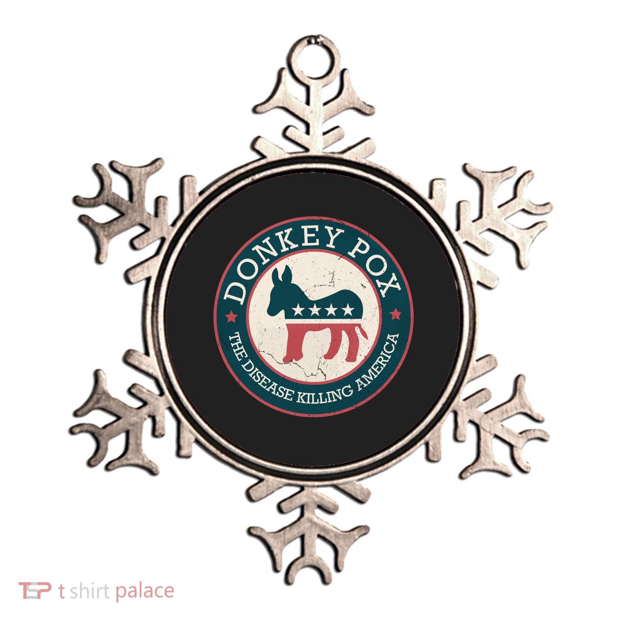 Donkey Pox The Disease Killing America Funny Meme Round Blue And Red With White Ornament