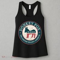 Donkey Pox The Disease Killing America Funny Meme Round Blue And Red With White Women's Tank Top thumb 3